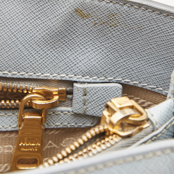 PRADA Light Blue Saffiano Leather Middle Zip Tote - Picture 8 of 8